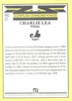 Charlie Lea  baseball card collectible - Main Image 2