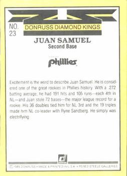 Juan Samuel  baseball card collectible - Main Image 2