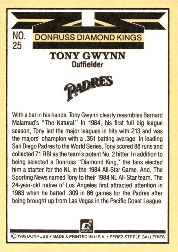 Tony Gwynn  baseball card collectible - Main Image 2