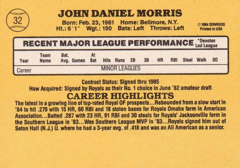 John Morris  baseball card collectible - Main Image 2