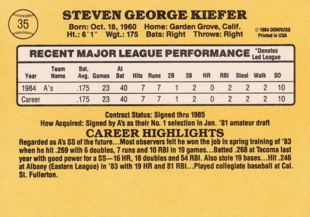 Steve Kiefer  baseball card collectible - Main Image 2