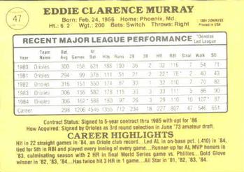 Eddie Murray  baseball card collectible - Main Image 2