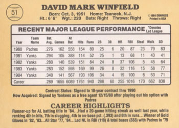 Dave Winfield  baseball card collectible - Main Image 2