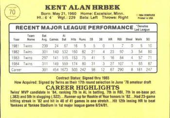 Kent Hrbek  baseball card collectible - Main Image 2
