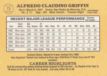 Alfredo Griffin  baseball card collectible - Main Image 2