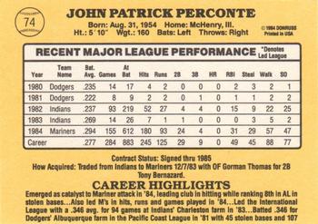 Jack Perconte  baseball card collectible - Main Image 2