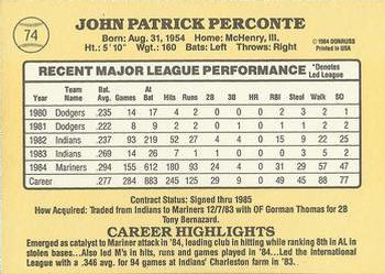 Jack Perconte  baseball card collectible - Main Image 2