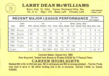 Larry McWilliams  baseball card collectible - Main Image 2