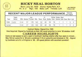 Ricky Horton  baseball card collectible - Main Image 2