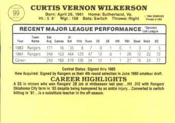 Curtis Wilkerson  baseball card collectible - Main Image 2