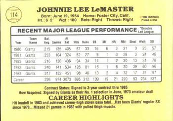 Johnnie LeMaster  baseball card collectible - Main Image 2