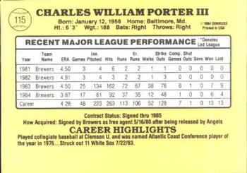 Chuck Porter  baseball card collectible - Main Image 2