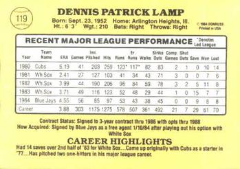 Dennis Lamp  baseball card collectible - Main Image 2