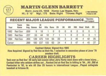 Marty Barrett  baseball card collectible - Main Image 2