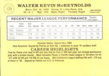 Kevin McReynolds  baseball card collectible - Main Image 2