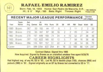 Rafael Ramirez  baseball card collectible - Main Image 2