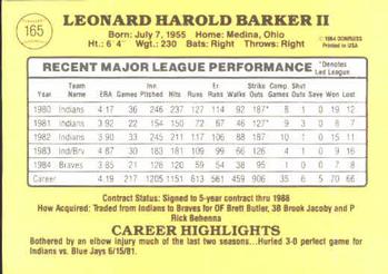 Len Barker  baseball card collectible - Main Image 2
