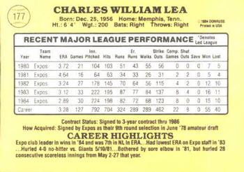 Charlie Lea  baseball card collectible - Main Image 2