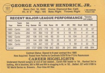George Hendrick  baseball card collectible - Main Image 2