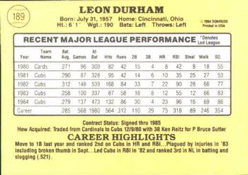 Leon Durham  baseball card collectible - Main Image 2