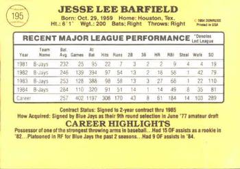 Jesse Barfield  baseball card collectible - Main Image 2