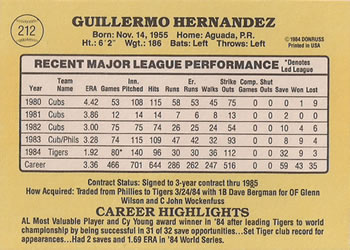 Willie Hernandez  baseball card collectible - Main Image 2