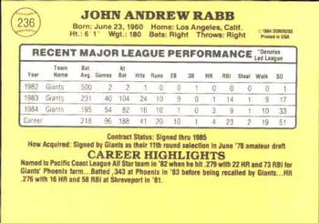 John Rabb  baseball card collectible - Main Image 2