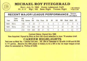 Mike Fitzgerald  baseball card collectible - Main Image 2