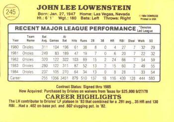 John Lowenstein  baseball card collectible - Main Image 2