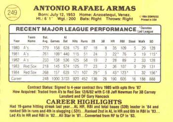 Tony Armas  baseball card collectible - Main Image 2