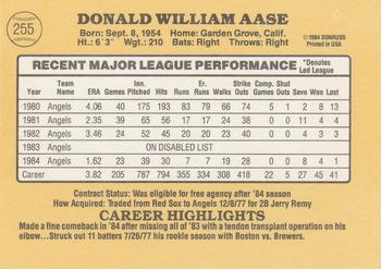 Don Aase  baseball card collectible - Main Image 2