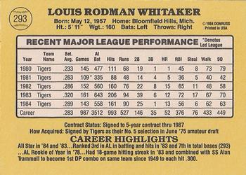 Lou Whitaker  baseball card collectible - Main Image 2