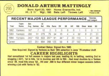 Don Mattingly  baseball card collectible - Main Image 2