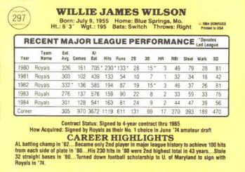 Willie Wilson  baseball card collectible - Main Image 2
