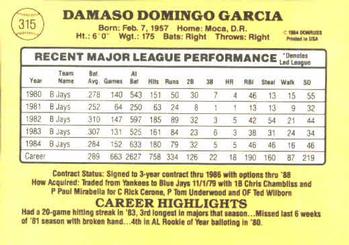 Damaso Garcia  baseball card collectible - Main Image 2
