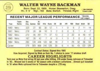 Wally Backman  baseball card collectible - Main Image 2