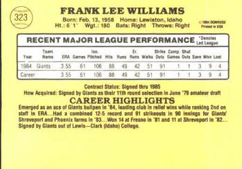 Frank Williams  baseball card collectible - Main Image 2