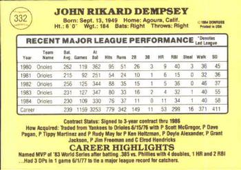 Rick Dempsey  baseball card collectible - Main Image 2