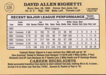 Dave Righetti  baseball card collectible - Main Image 2
