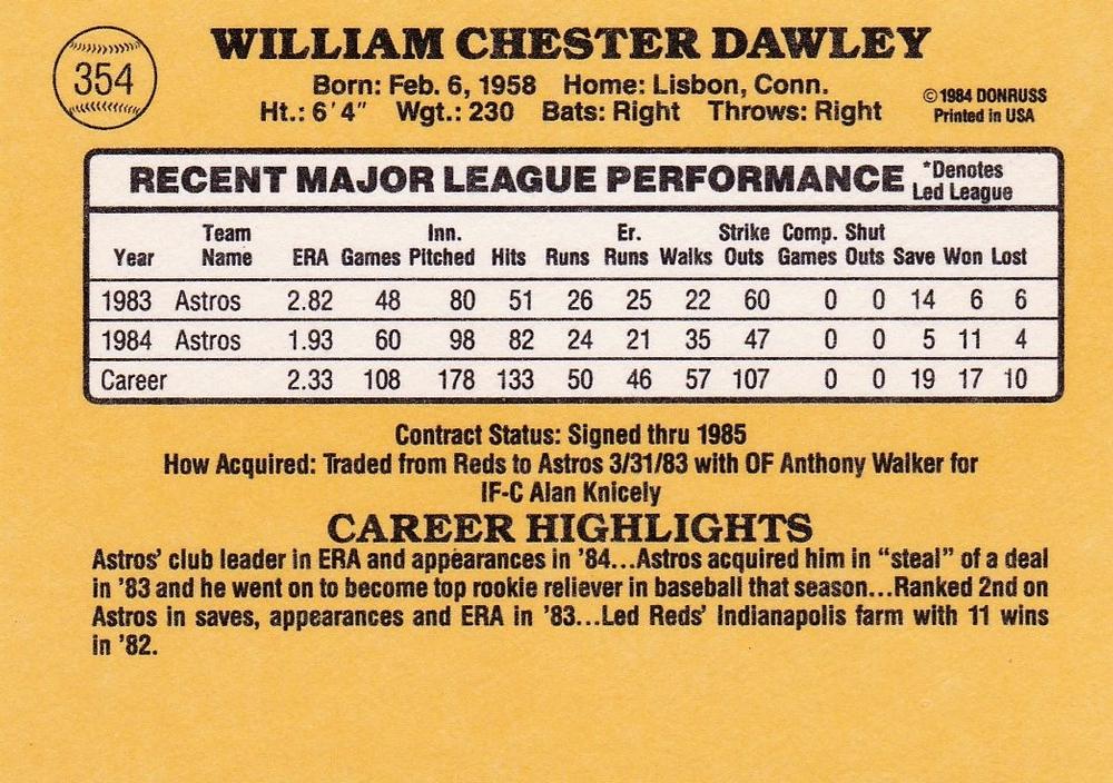 Bill Dawley  baseball card collectible - Main Image 2