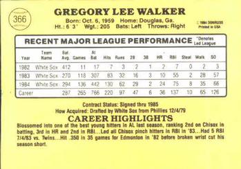 Greg Walker  baseball card collectible - Main Image 2