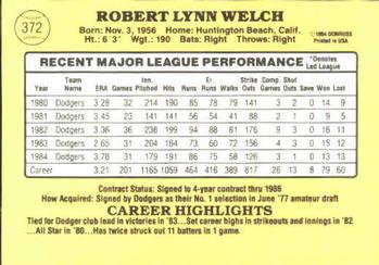 Bob Welch  baseball card collectible - Main Image 2