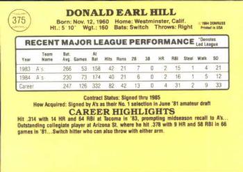 Donnie Hill  baseball card collectible - Main Image 2