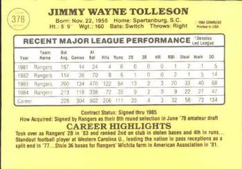 Wayne Tolleson  baseball card collectible - Main Image 2