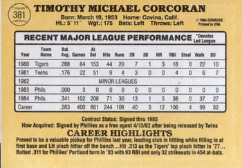 Tim Corcoran  baseball card collectible - Main Image 2