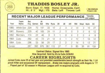 Thad Bosley  baseball card collectible - Main Image 2