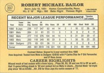 Bob Bailor  baseball card collectible - Main Image 2