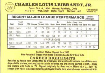 Charlie Leibrandt  baseball card collectible - Main Image 2