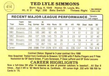 Ted Simmons  baseball card collectible - Main Image 2