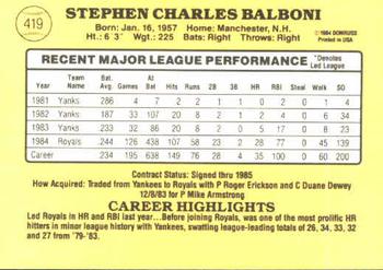 Steve Balboni  baseball card collectible - Main Image 2